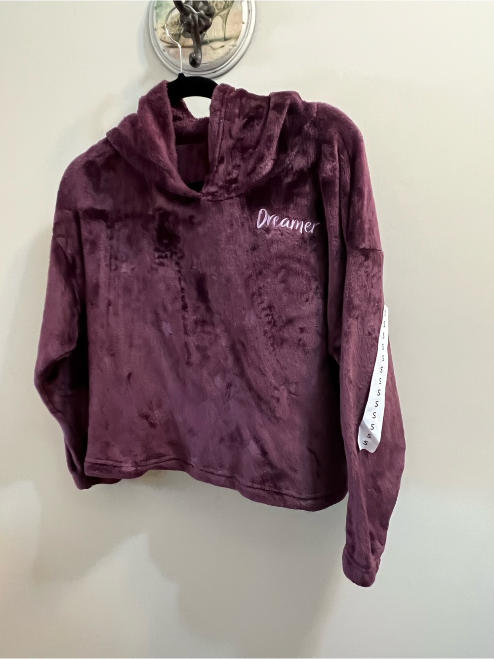 Joyspun Dreamer Plush Hoodie Jacket - Deep Plum Size 4-6 Kids or Womens New